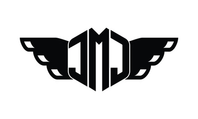 JMJ polygon wings logo design vector template.