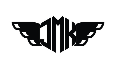 JMK polygon wings logo design vector template.