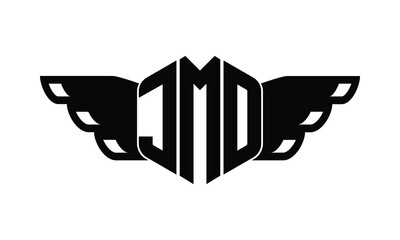 JMO polygon wings logo design vector template.