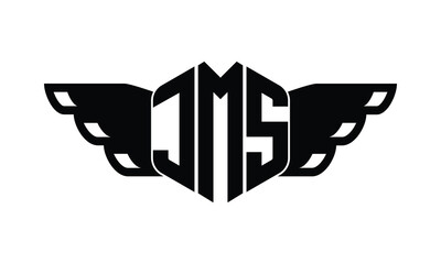 JMS polygon wings logo design vector template.