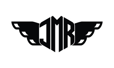 JMR polygon wings logo design vector template.