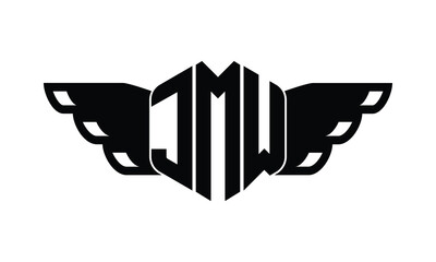 JMW polygon wings logo design vector template.