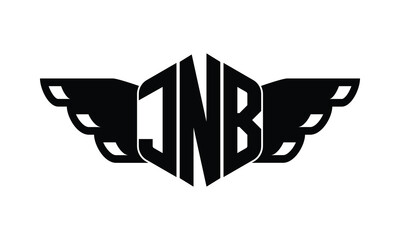 JNB polygon wings logo design vector template.