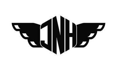 JNH polygon wings logo design vector template.