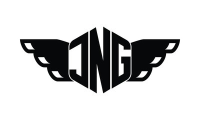 JNG polygon wings logo design vector template.