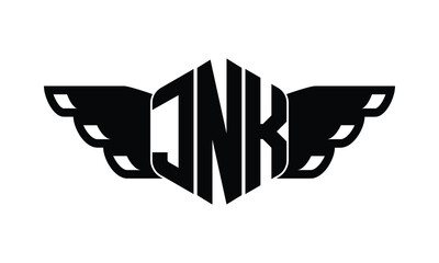 JNK polygon wings logo design vector template.