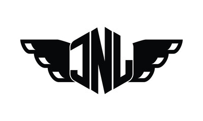 JNL polygon wings logo design vector template.