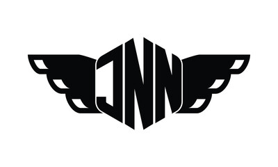 JNN polygon wings logo design vector template.