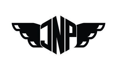 JNP polygon wings logo design vector template.