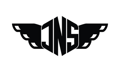 JNS polygon wings logo design vector template.