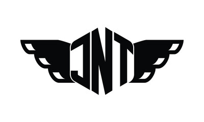 JNT polygon wings logo design vector template.