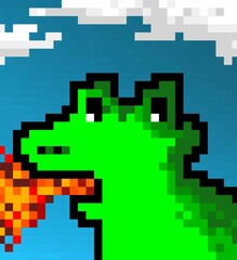 Obraz premium a pixel animal eating something with a carrot in its mouth