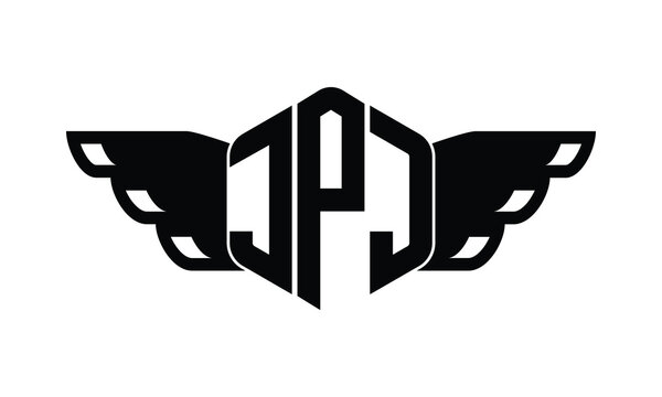 JPJ polygon wings logo design vector template.