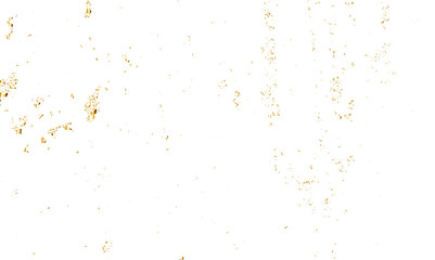 Golden glitter confetti falling down on transparent background. Vector illustration.