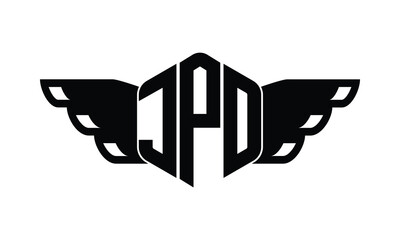 JPO polygon wings logo design vector template.