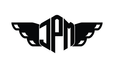 JPM polygon wings logo design vector template.