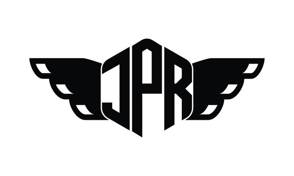 JPR polygon wings logo design vector template.