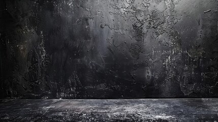 A rough black wall texture, providing a dark and concrete-like background - obrazy, fototapety, plakaty