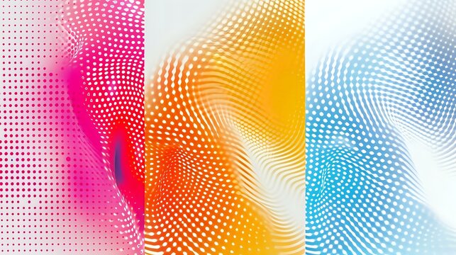 abstract halftone white background set in three colors