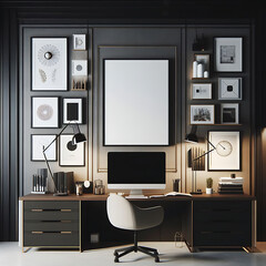 Elegant and Modern Home Office Space with Stylish Decor and Furniture