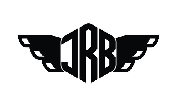 JRB polygon wings logo design vector template.