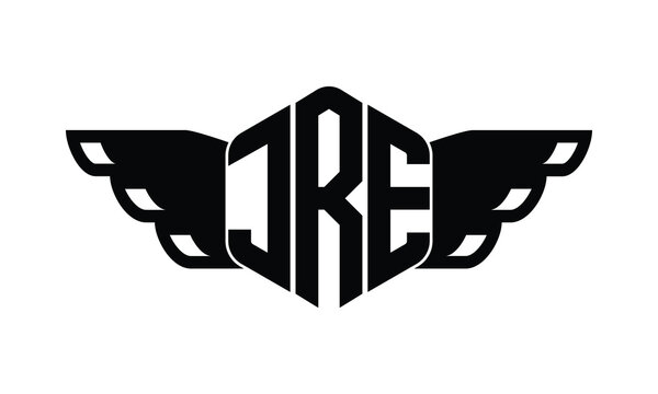 JRE polygon wings logo design vector template.