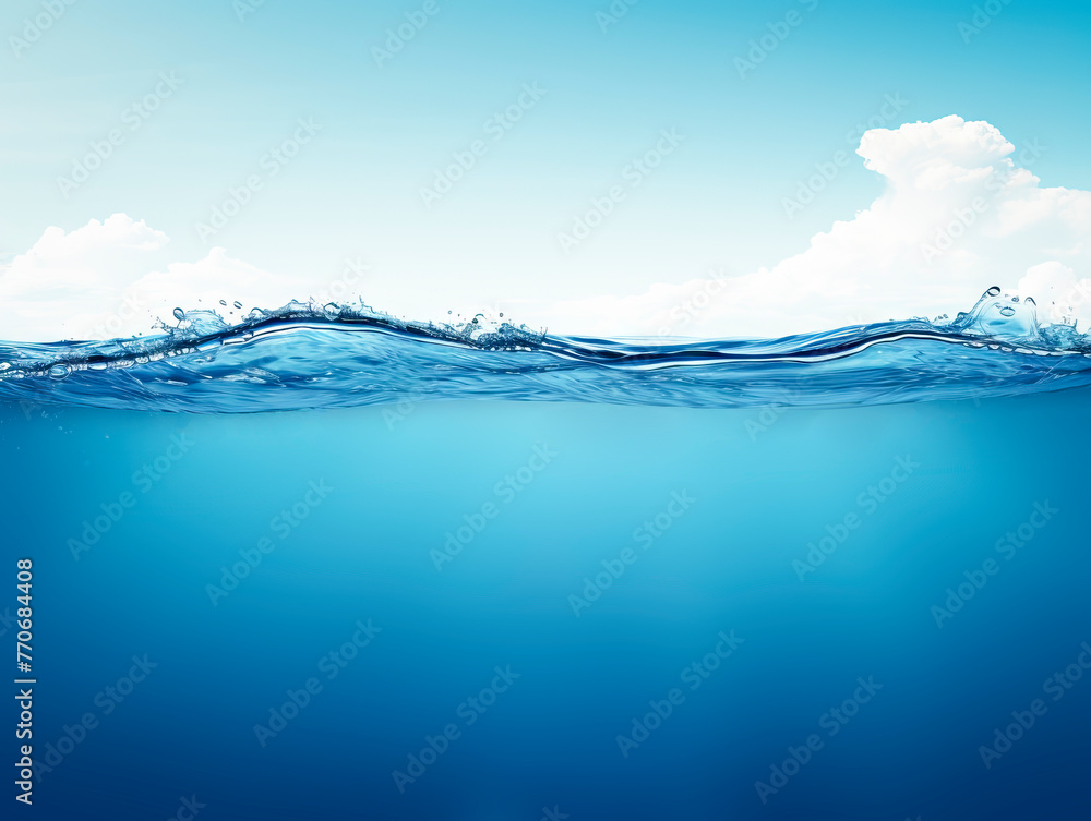 Poster Serene water surface with dynamic wave splash. Oceanic tranquility concept. Generative AI