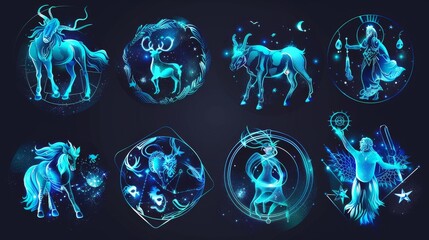 Twelve zodiacs concept. Horoscope Aquarius water bearer zodiac sign.