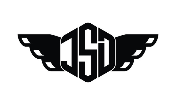 JSD polygon wings logo design vector template.