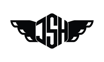 JSH polygon wings logo design vector template.