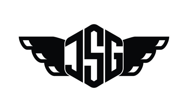 JSG polygon wings logo design vector template.