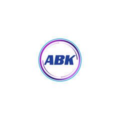ABK creative initial letter flat monogram logo design with White background.Vector logo modern alphabet gradient color frame style.