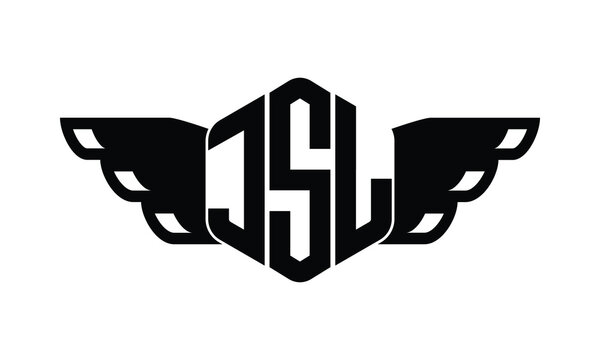 JSL polygon wings logo design vector template.