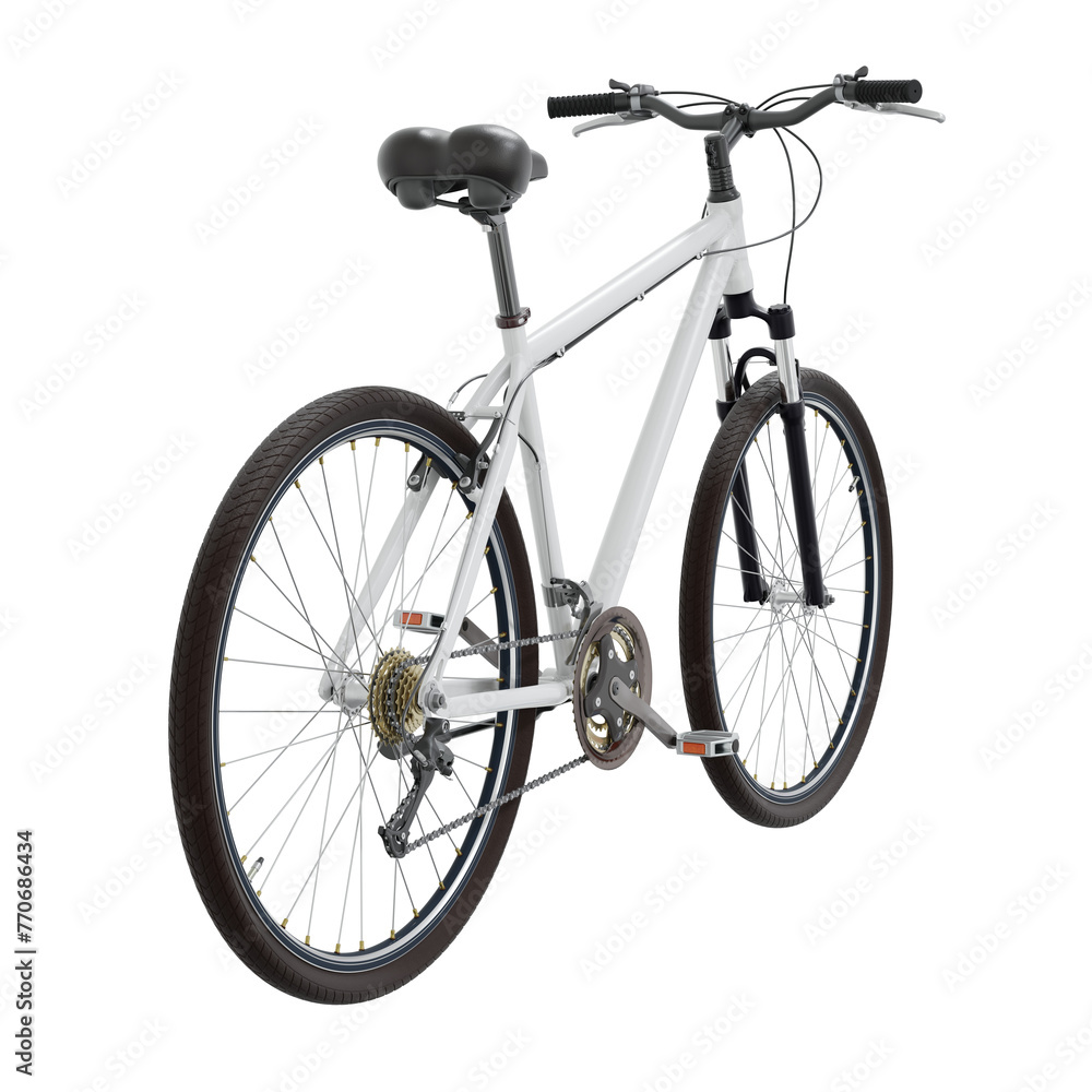 Wall mural White bicycle with black leather saddle and handles. Png clipart isolated on transparent background