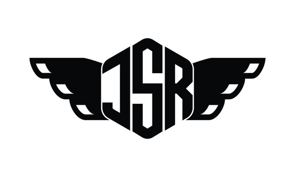 JSR polygon wings logo design vector template.