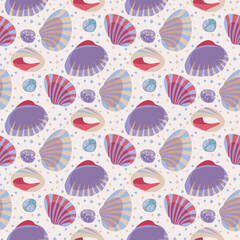 Pattern with shells. Sea pebbles. Vector illustration