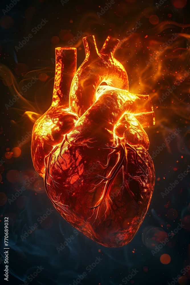 Poster Radiant heart health, pulsing glow of vitality