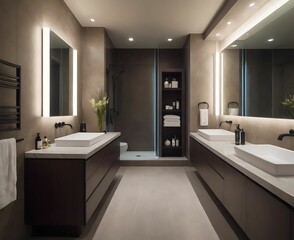 Fototapeta na wymiar The_bathtub_bathroom projects great illuminated luxury