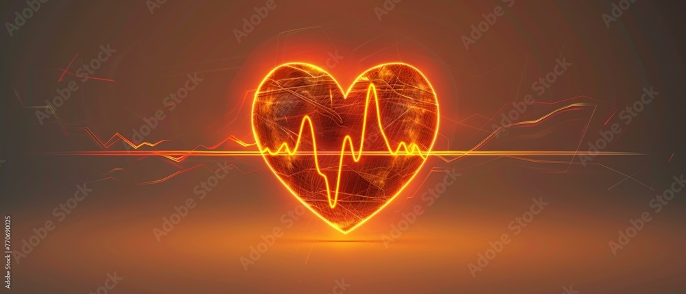 Sticker Heartbeat of life, glow within a heart, symbolizing health