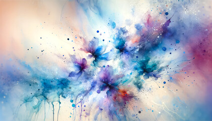 Abstract floral watercolor explosion in pastel hues against light backdrop. Artistic concept....