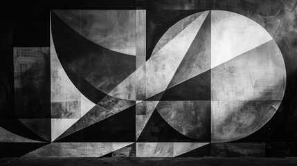 Geometric drama on black, bold shapes in stark contrast - obrazy, fototapety, plakaty