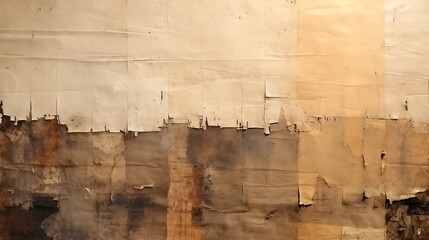 Grunge background with yellowed paper, wallpaper on an aged wall.