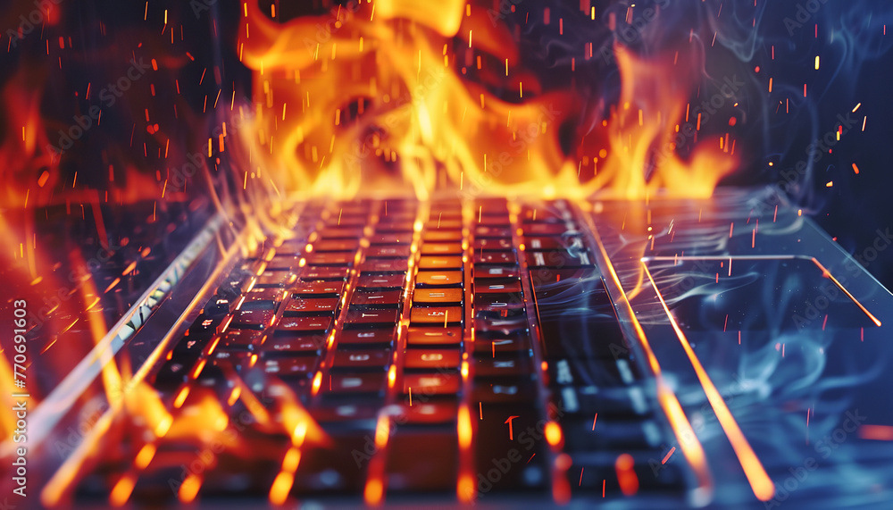 Canvas Prints animated firewall graphics visibly strain against a relentless ransomware breach attempt - exemplify