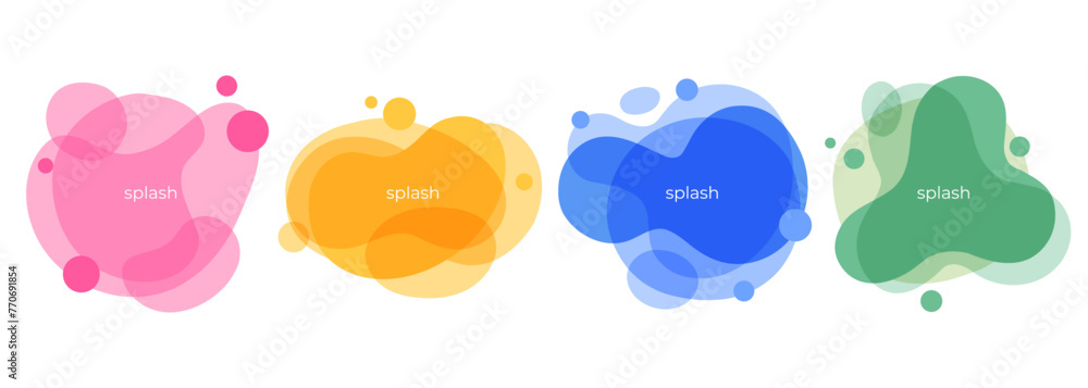 Fototapete bright splashes. set of abstract liquid shapes. dynamic vibrant color backgrounds for creative graph