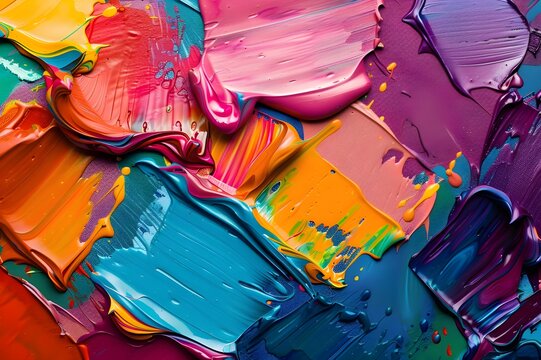Close-up of a painter's palette, vibrant colors mixing together.
