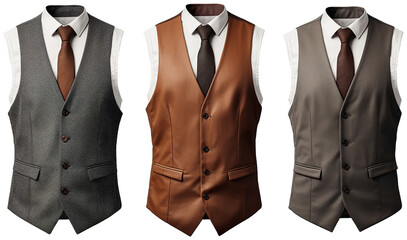 Classic Three Piece Suit Vest Jacket, cut out transparent isolated on white background ,PNG file