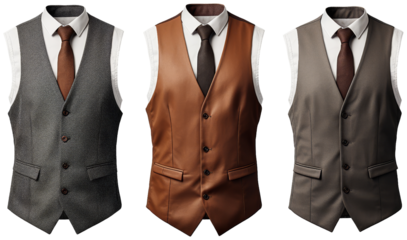 Classic Three Piece Suit Vest Jacket, cut out transparent isolated on white background ,PNG file