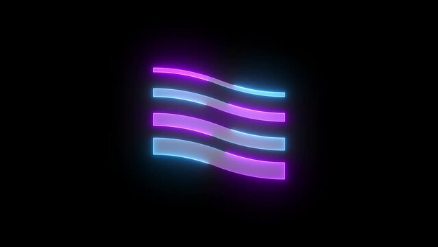 Neon brush size icon cyan purple color glowing animation black background