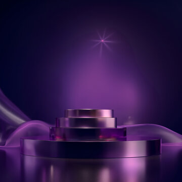 Purple podium for beauty products