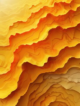 Abstract art piece resembling crumpled paper in a gradient of yellow to white, creating a mountainous effect.